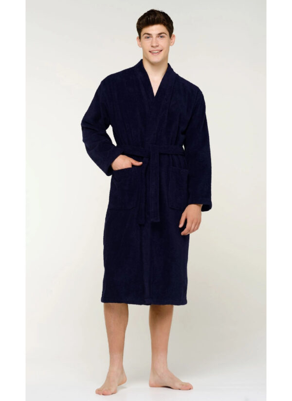 navy blue bathrobe