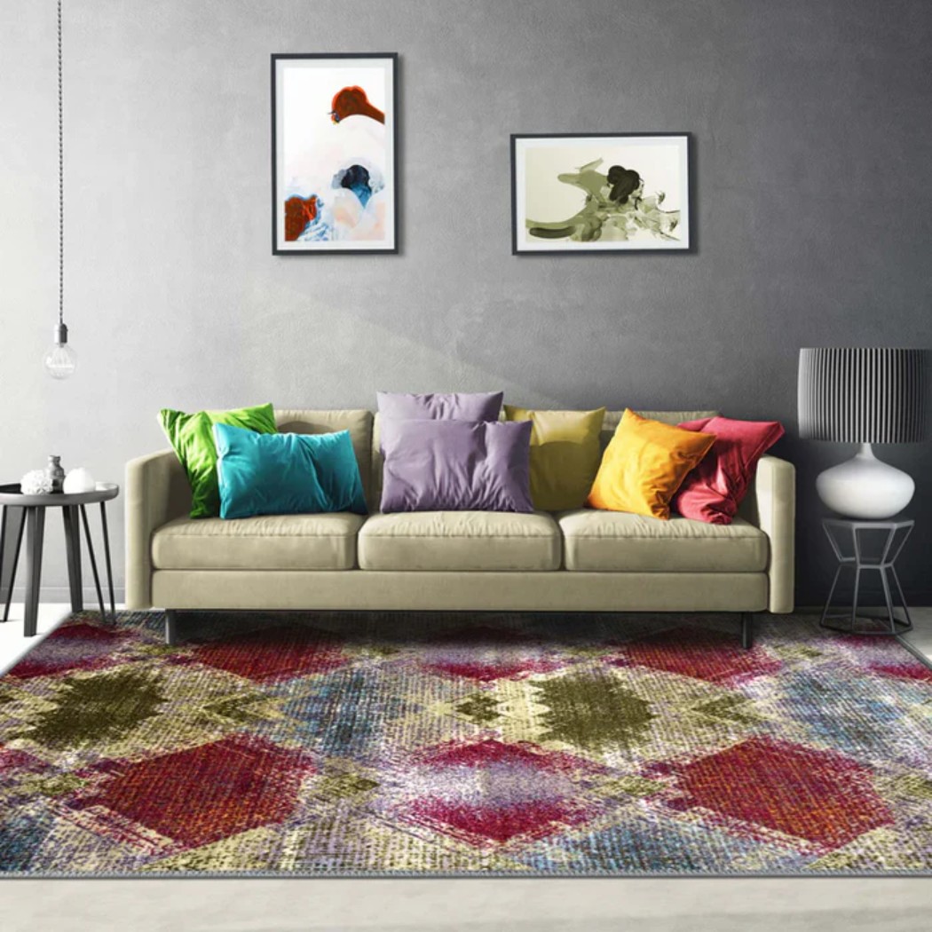 geometric non slip area rug