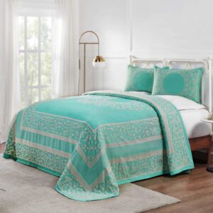 Jacquard Floral Scroll Bedspread Set