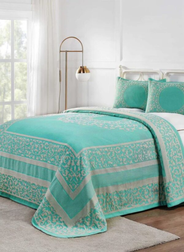 Jacquard Floral Scroll Bedspread Set