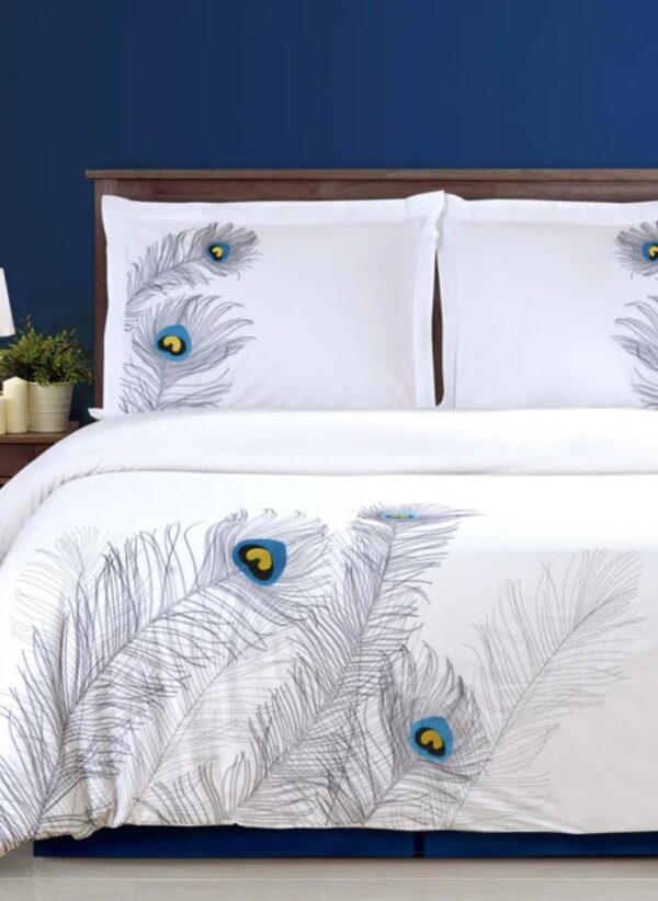 peacock print duvet cover set