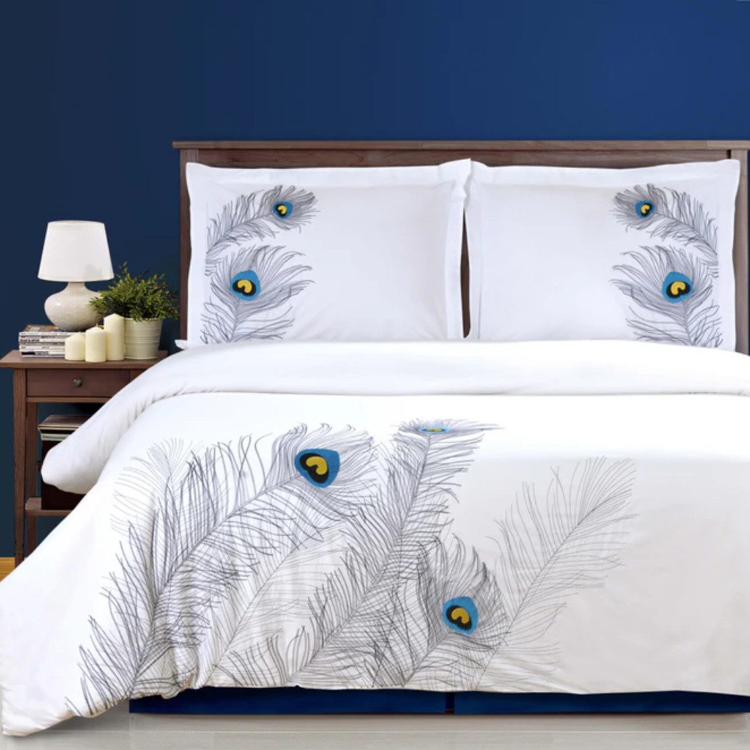 peacock print duvet cover set