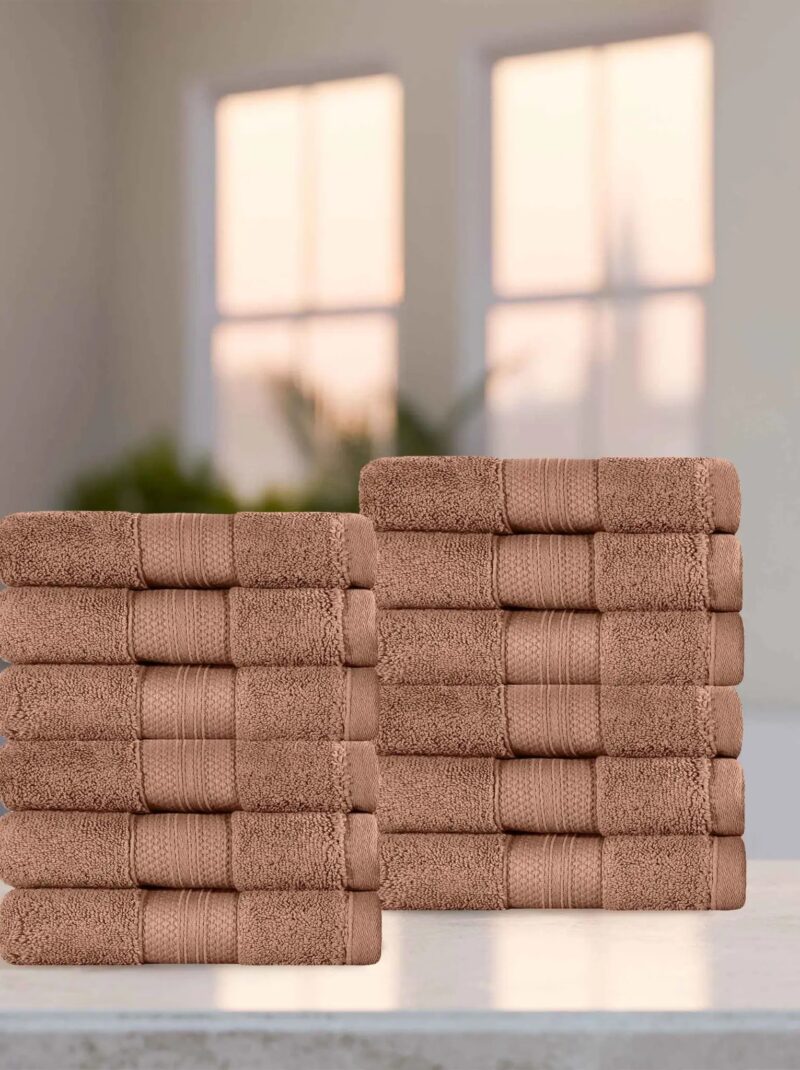 taupe face towel 12 piece set