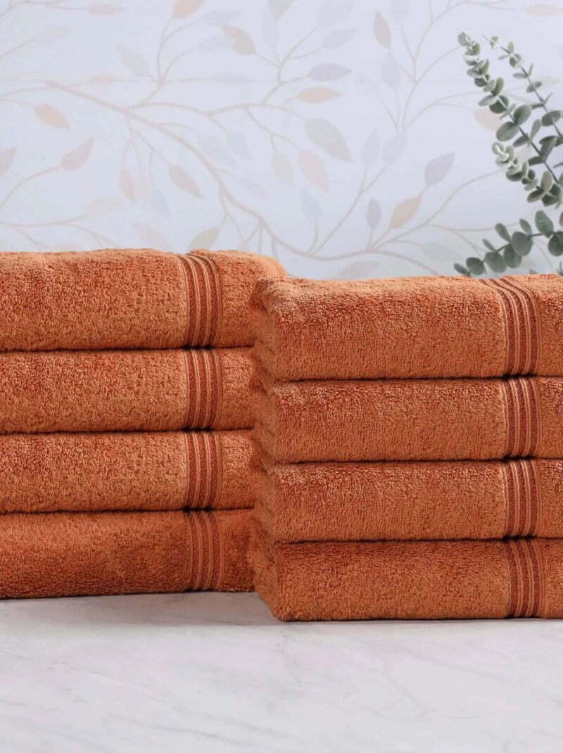 caramel brown hand towel set 8 piece
