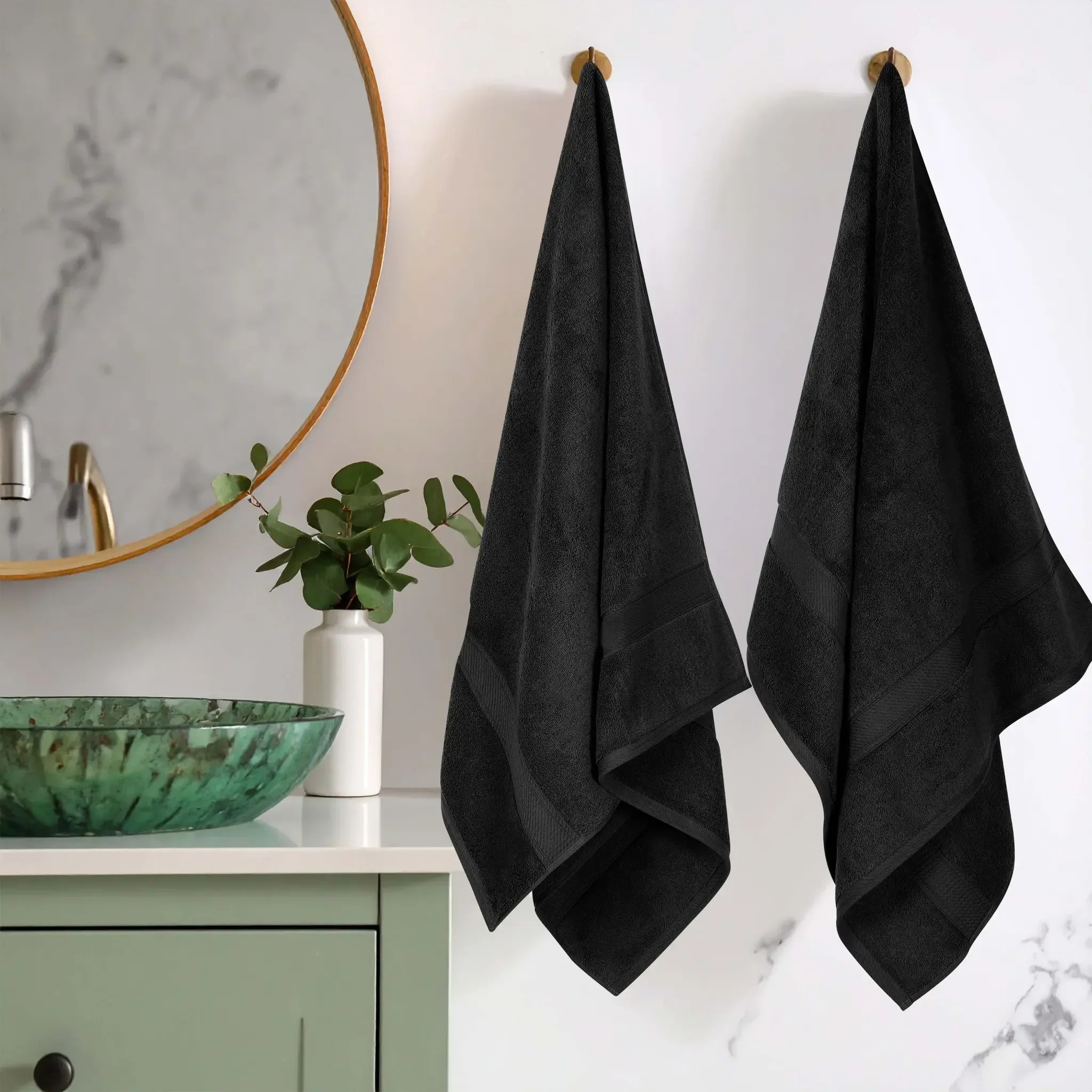 black bath towel set